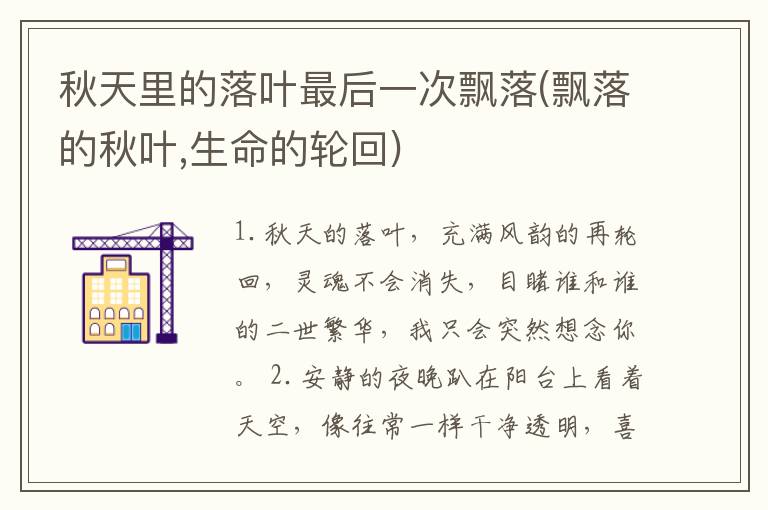 秋天里的落叶最后一次飘落(飘落的秋叶,生命的轮回)