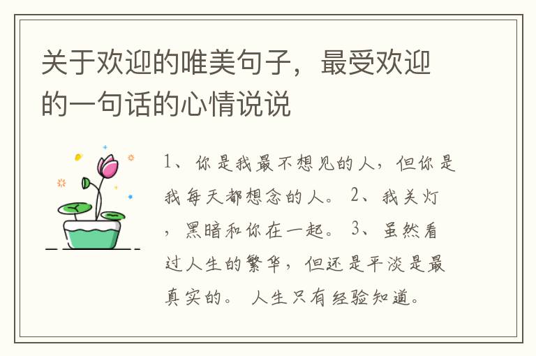 关于欢迎的唯美句子,最受欢迎的一句
