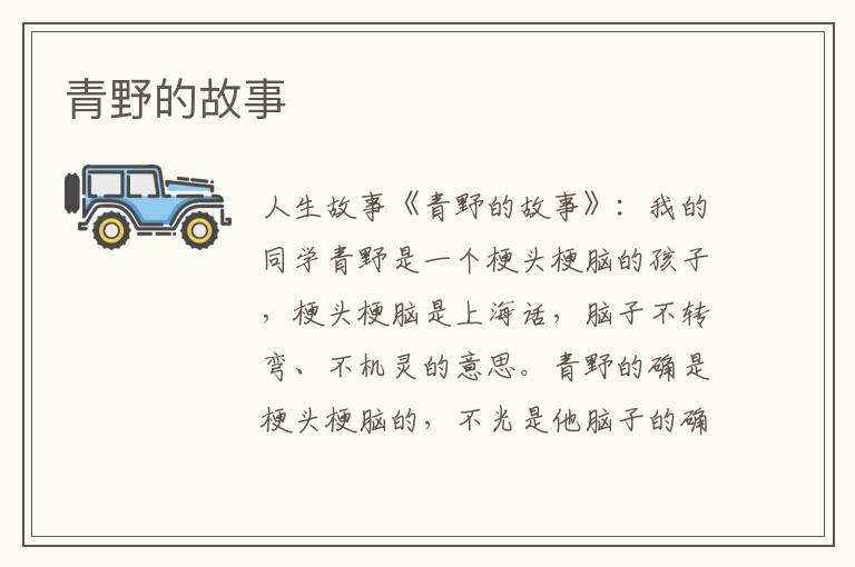 青野的故事