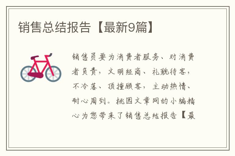 销售总结报告【最新9篇】