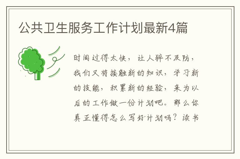 公共卫生服务工作计划最新4篇
