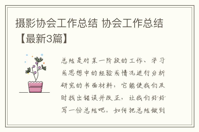 摄影协会工作总结 协会工作总结【