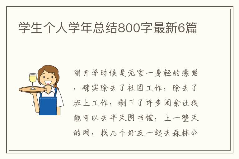 学生个人学年总结800字最新6篇
