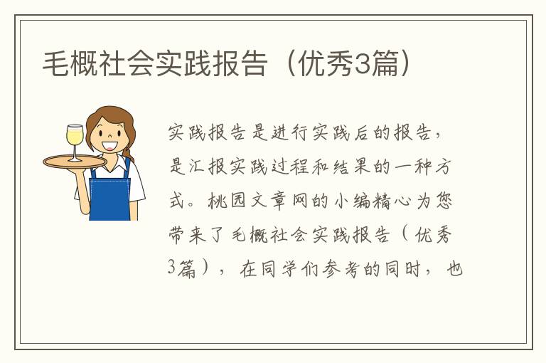 毛概社会实践报告（优秀3篇）