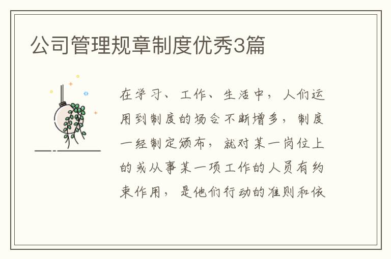 公司管理规章制度优秀3篇