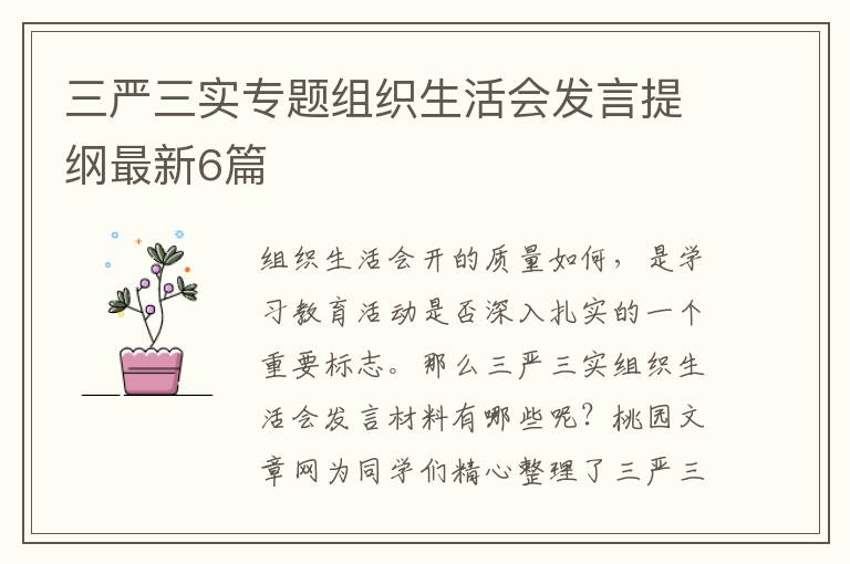 三严三实专题组织生活会发言提纲最