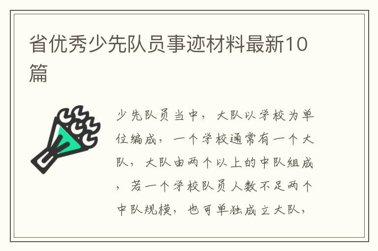 省优秀少先队员事迹材料最新10篇