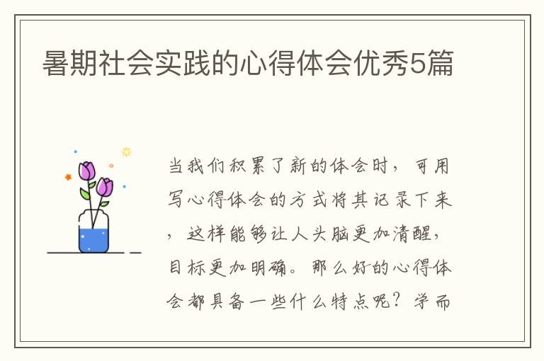 暑期社会实践的心得体会优秀5篇