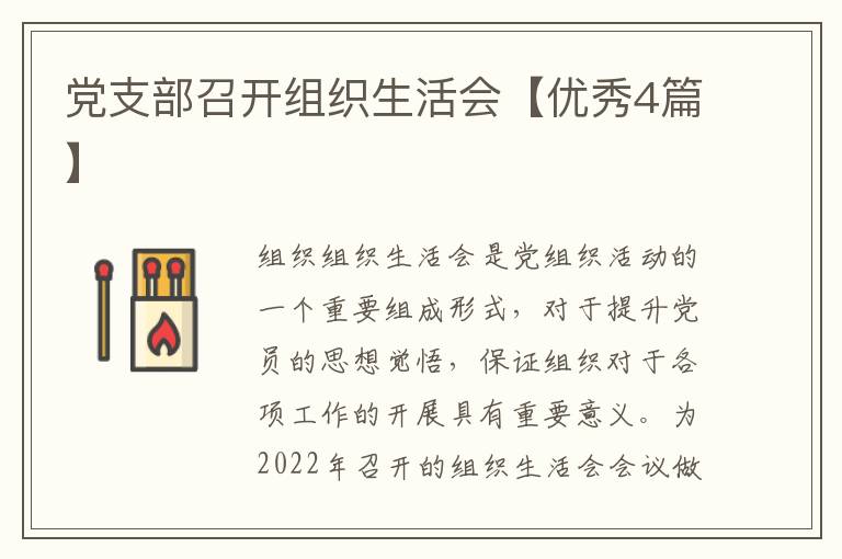 党支部召开组织生活会【优秀4篇】