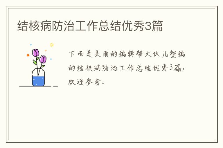 结核病防治工作总结优秀3篇