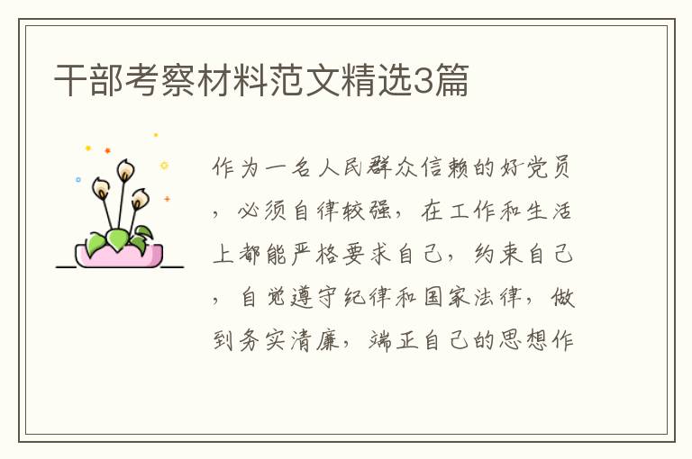 干部考察材料范文精选3篇