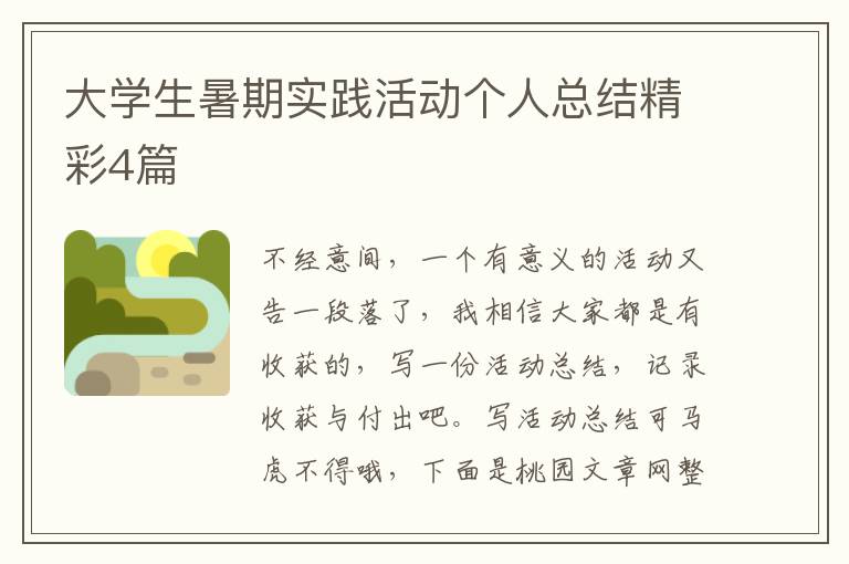 大学生暑期实践活动个人总结精彩4