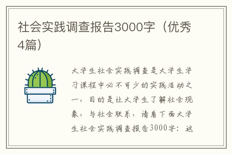 社会实践调查报告3000字（优秀4篇）