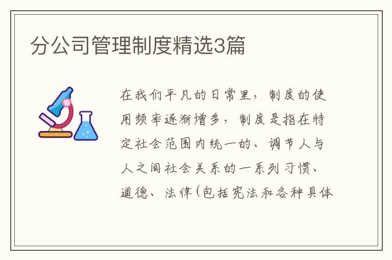 分公司管理制度精选3篇
