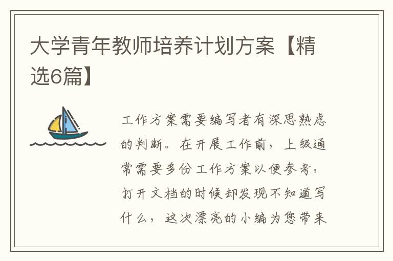 大学青年教师培养计划方案【精选6