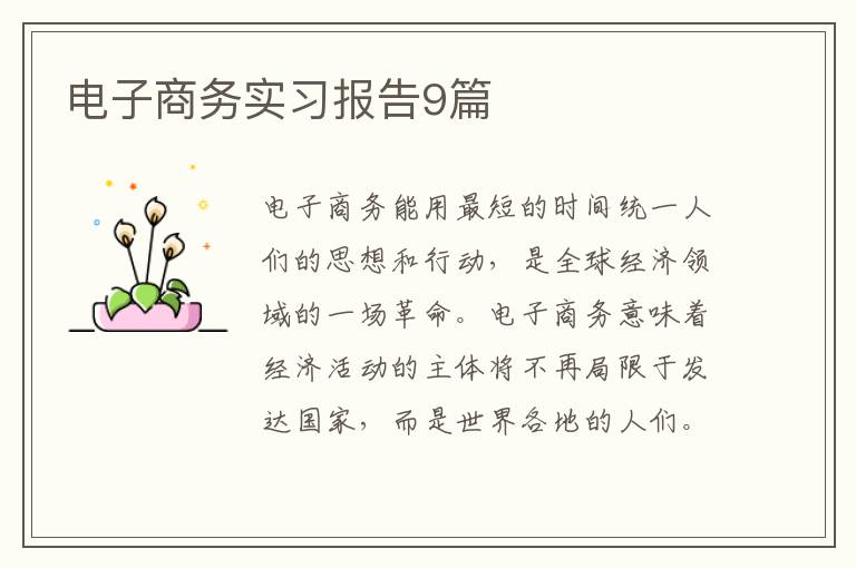 电子商务实习报告9篇