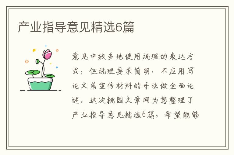 产业指导意见精选6篇