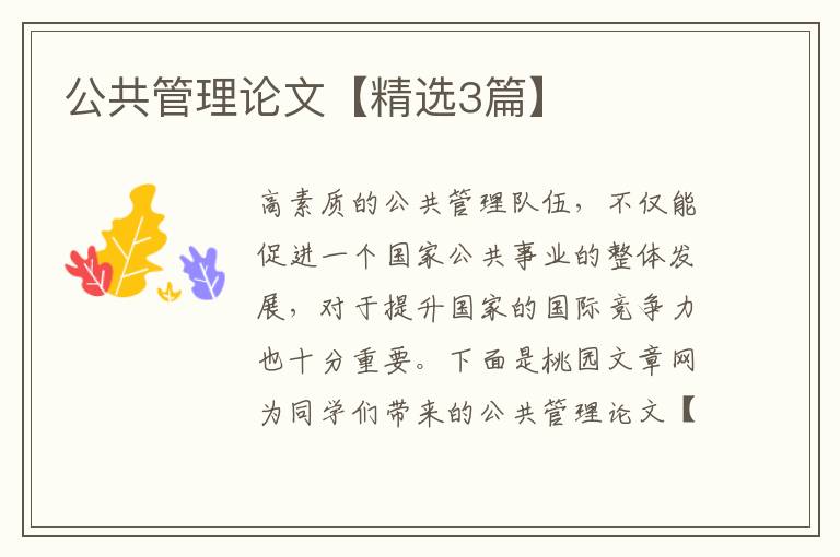 公共管理论文【精选3篇】