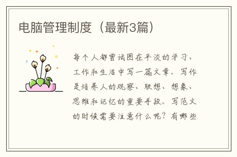 电脑管理制度（最新3篇）