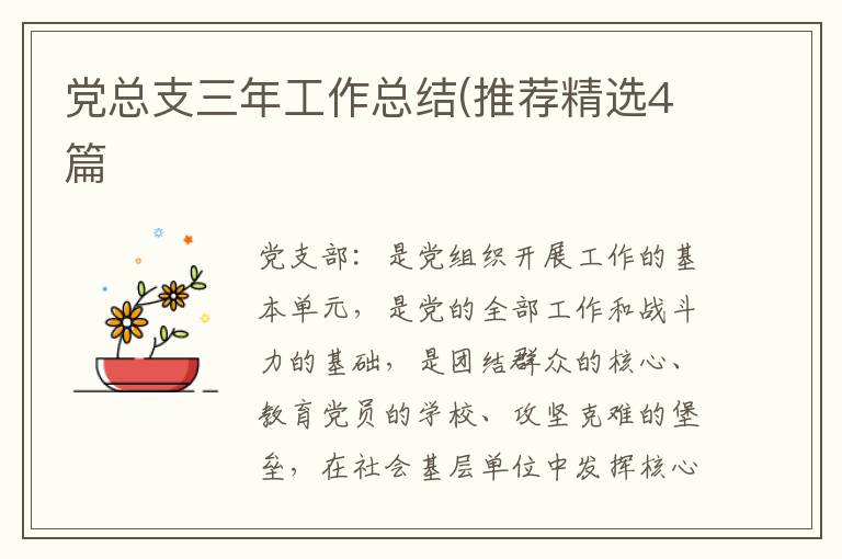 党总支三年工作总结(推荐精选4篇