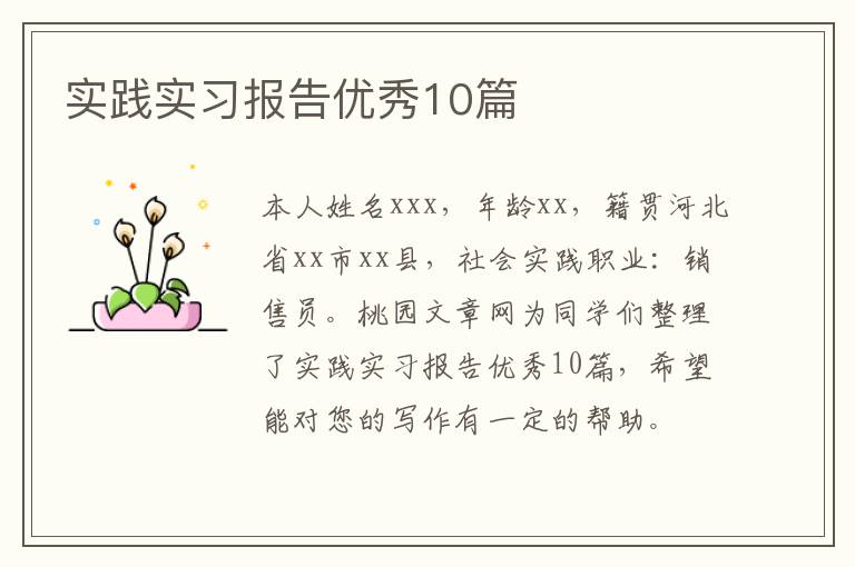 实践实习报告优秀10篇