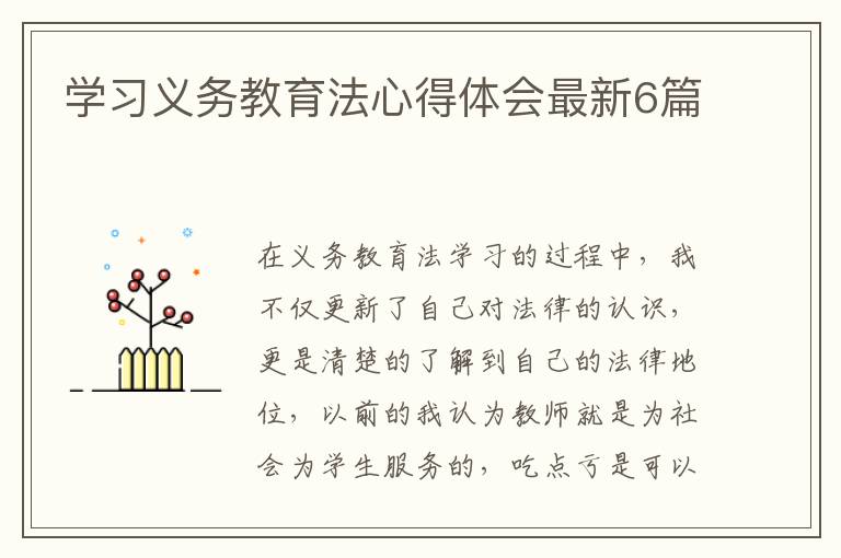 学习义务教育法心得体会最新6篇