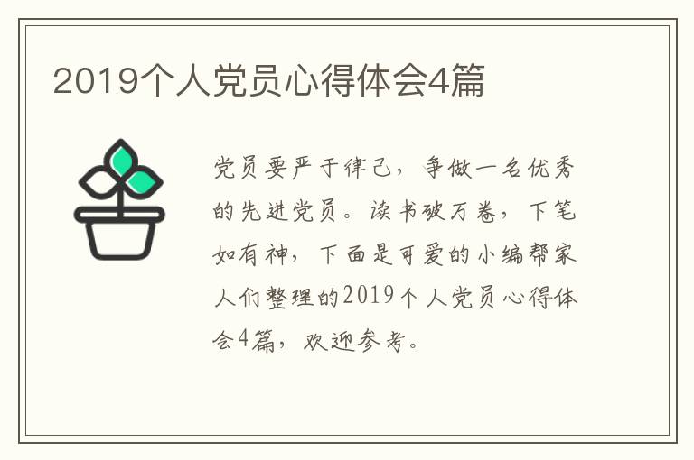 2019个人党员心得体会4篇
