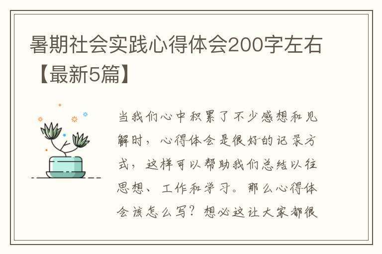 暑期社会实践心得体会200字左右【