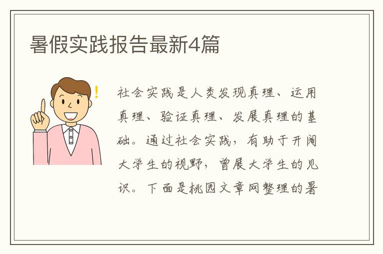 暑假实践报告最新4篇