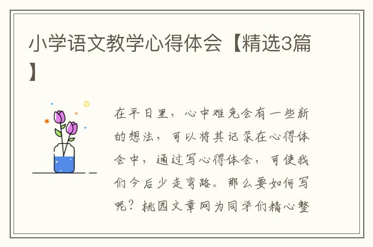 小学语文教学心得体会【精选3篇】