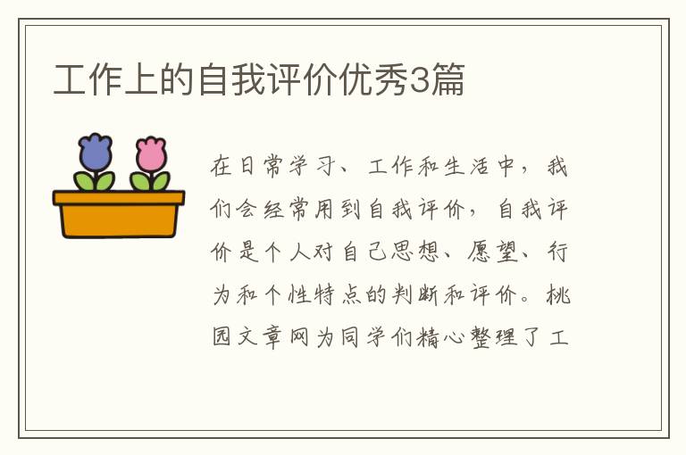工作上的自我评价优秀3篇
