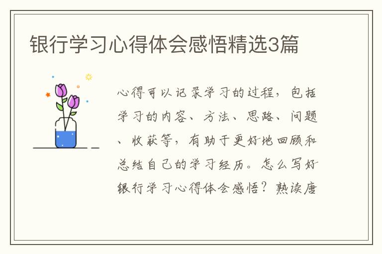银行学习心得体会感悟精选3篇
