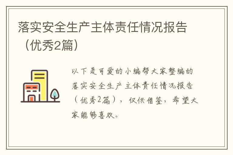 落实安全生产主体责任情况报告（优秀