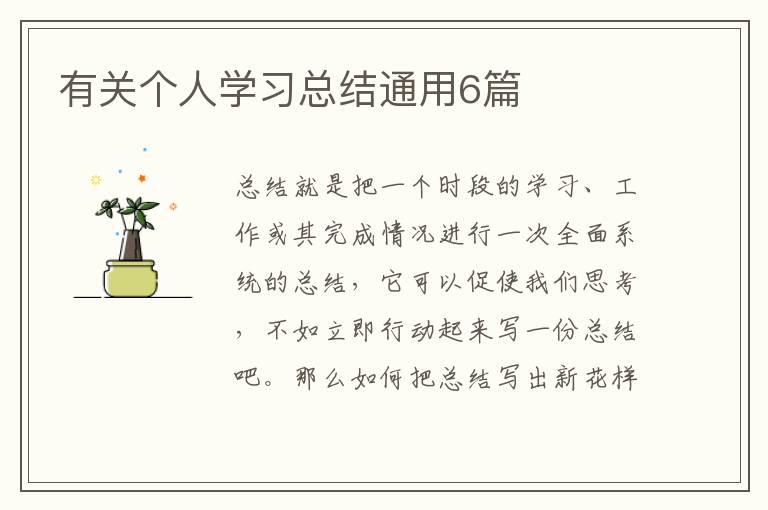 有关个人学习总结通用6篇