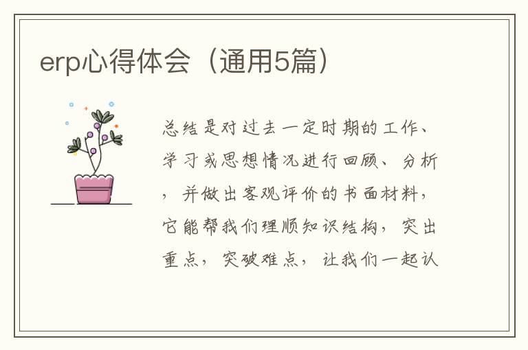 erp心得体会(通用5篇)