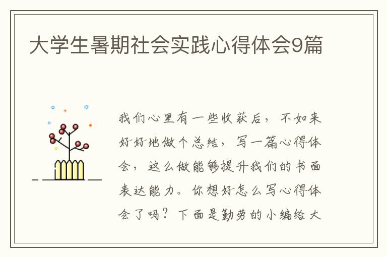 大学生暑期社会实践心得体会9篇