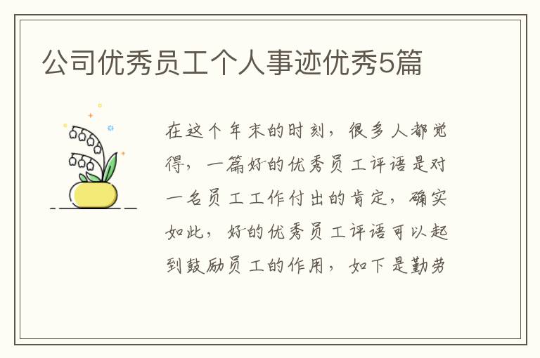 公司优秀员工个人事迹优秀5篇