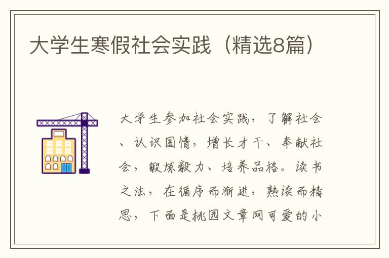 大学生寒假社会实践（精选8篇）