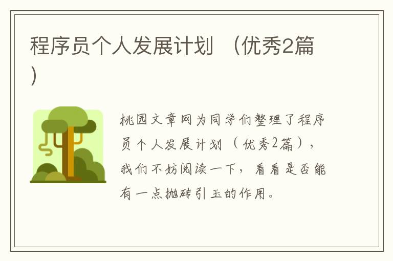 程序员个人发展计划 （优秀2篇）