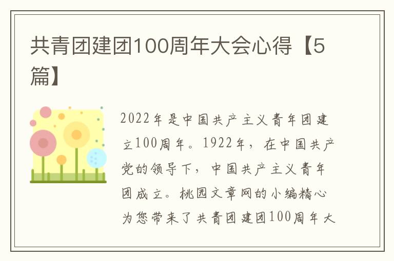 共青团建团100周年大会心得【5篇】