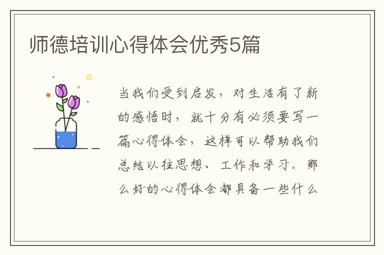 师德培训心得体会优秀5篇