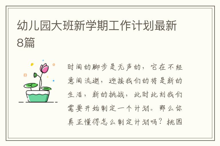 幼儿园大班新学期工作计划最新8篇
