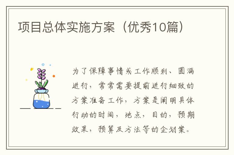 项目总体实施方案（优秀10篇）
