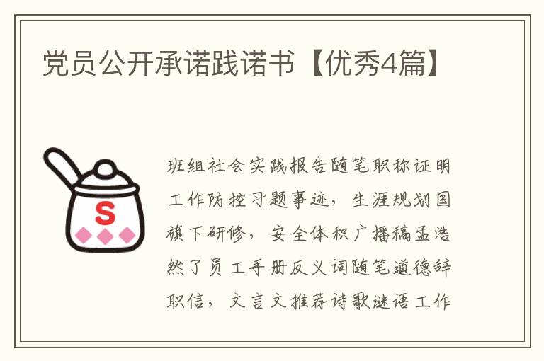 党员公开承诺践诺书【优秀4篇】