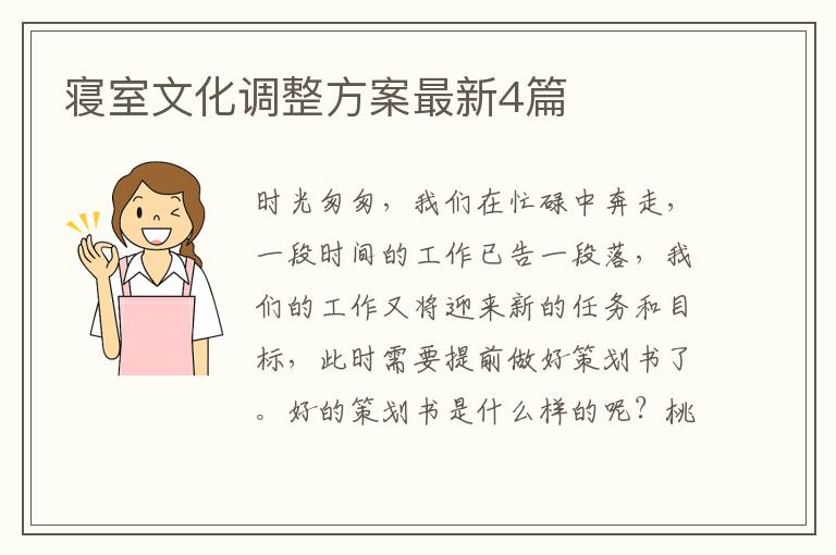 寝室文化调整方案最新4篇