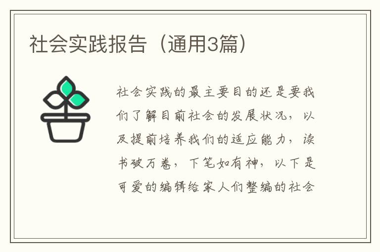 社会实践报告（通用3篇）
