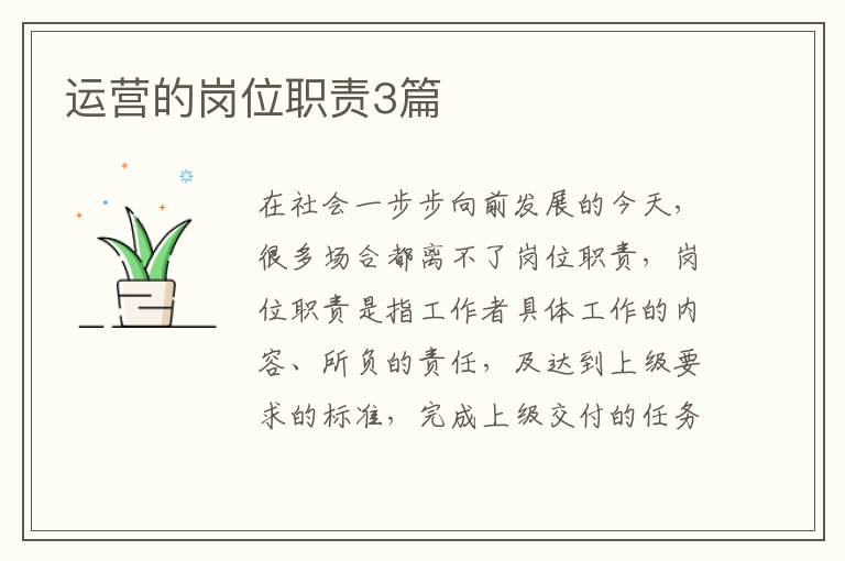 运营的岗位职责3篇