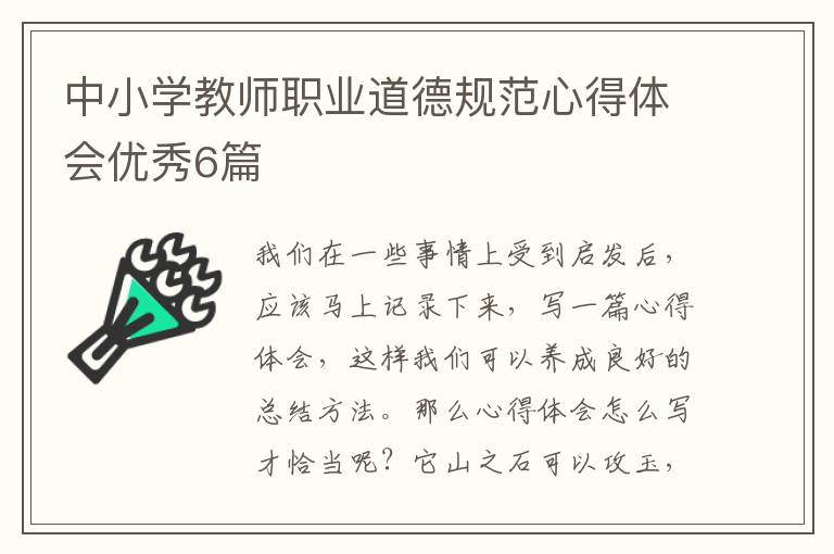 中小学教师职业道德规范心得体会优