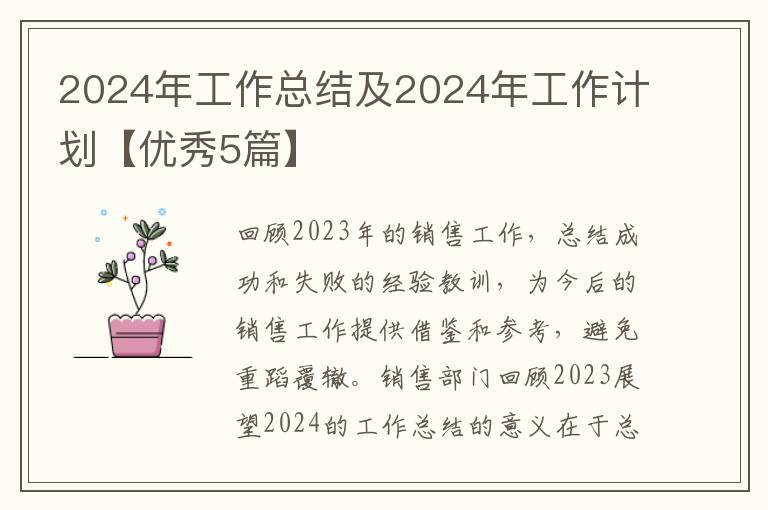 2024年工作总结及2024年工作计划【优秀5篇】