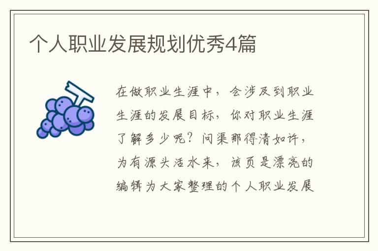 个人职业发展规划优秀4篇